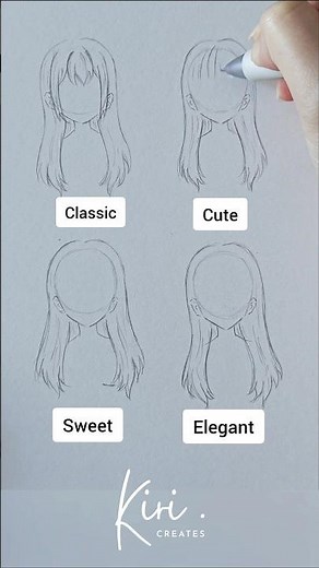 4 most common types of anime hair fringe #howtodrawanime #animehairstyle #howtodraw