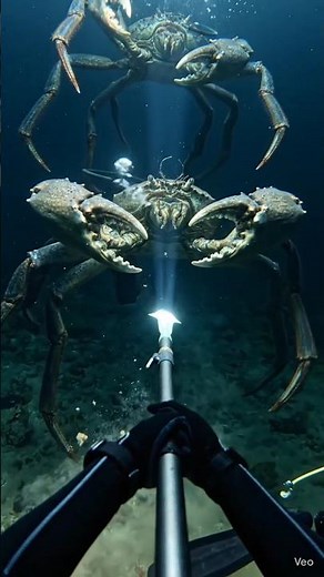 Giant Crab Attack in Deep Ocean 😱 | POV Spear Fight Underwater #crab #attack #giantcrab #underwater