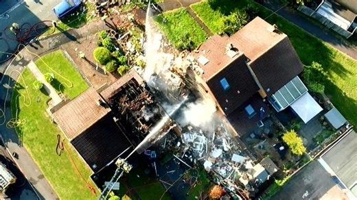'Huge bang' as house destroyed in explosion