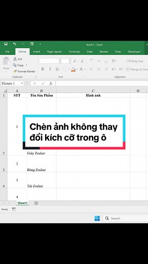 Cách Chèn Ảnh vào Excel không Thay Đổi Kích Cỡ trong Ô