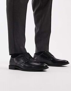 schuh Rail lace up shoes in black leather | ASOS