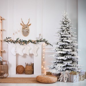 Fraser Hill Farm 10-ft. Flocked Pine Valley Christmas Tree, FFPV010-0SN