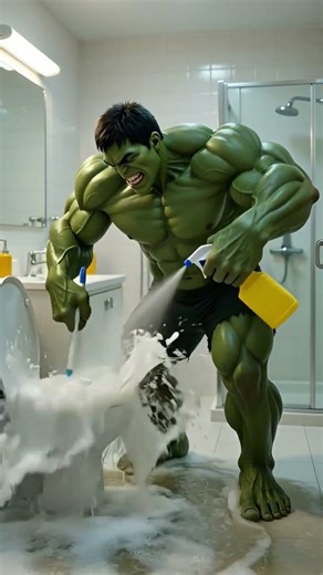 hulk bathroom clean kar raha hai #shorts