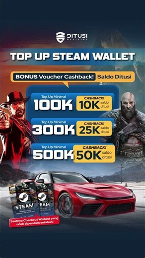 Get Cashback on Steam Wallet Code Purchases at Ditusi. Limited Promo, Buy Before It’s Gone