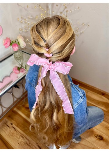 Can’t French braid? Give this ribbon faux braid hairstyle a try! 🎀 #hairstyle #hairtutorial #hairtok #longhair #hairinspo @K18 Hair @Redken