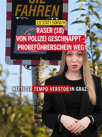 Das Auto des Probeführerscheinbesitzers (18) wurde vorläufig beschlagnahmt. 👉🏻 Mehr Details findest du im Link in der Bio oder auf oe24.at #Graz #Raser #Polizei #Verkehr #Führerschein #news #oe24 📸Bild: Getty, Envato