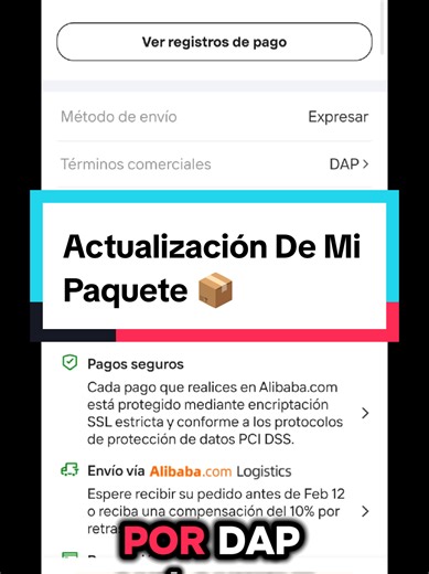 Actualización de mi paquete de Alibaba