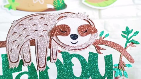 40pcs Sloth Birthday Party Decoration Set Sloth Birthday Banner, Garland, Balloons, Cake Cupcake Toppers, Tablecloth for Kids Sloth Theme Party Supplies