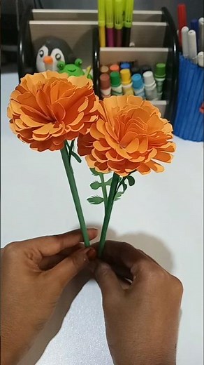 Beautiful Paper Marigold Flower Making | Easy DIY Tutorial 🌼✨ craft