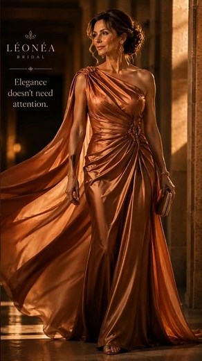 Mother of the Bride Dress — Terracotta Satin Elegance 2026 | LÉONÉA Bridal No. 041