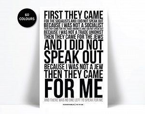 First They Came Then They Came for Me Art Print - Martin Niemöller - Holocaust Poem - Racism Civil Human Rights - Immigration Fascism Poster - Etsy