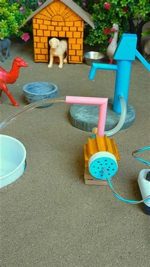 Mini hand pump project motor with water supply and camel farm #waterpump #ytshorts #525