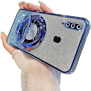 Case for Samsung Galaxy Note 10, [Glitter Card & Kickstand] Clear TPU Soft Cute Women Girls Case Shockproof Flexible [Full Camera Lens Protection] Case for Samsung Galaxy Note 10. Blue DS