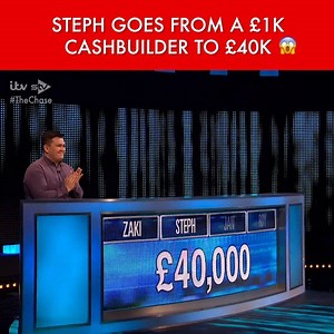 5.4K views · 110 reactions | Everyone was shocked when Steph, who had only got £1000 in the cashbuilder went for the higher offer. But she played AMAZINGLY and has made it back to the table with £40k  But will Zaki take away to get back as well? 樂 #TheChase | The Chase | Facebook