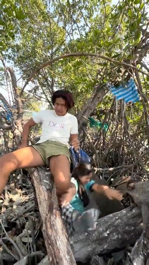 🙈 Monkey falls off a tree #funny #youtuber #100 #Thaipeoplearefunny