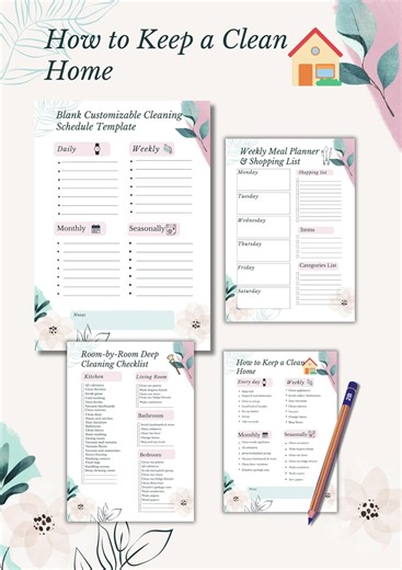 Cleaning Planner Printable | Weekly Reset Routine | Home Organization Checklist | Daily Weekly Monthly Cleaning Schedule | Instant Download - Etsy