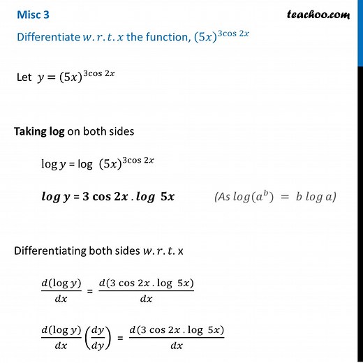 Misc 3 - Differentiate (5x)3cos2x - Chapter 5 Class 12 - Miscellaneous