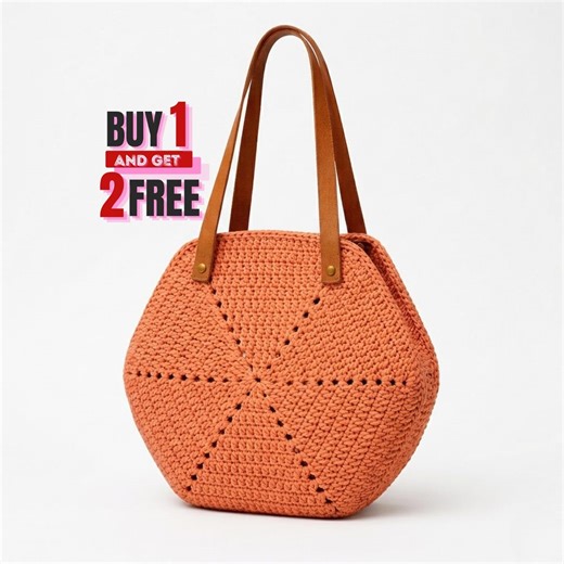 Crochet Hexagon Bag Pattern, Boho Summer Beach Tote Tutorial (PDF Download) - Etsy