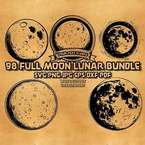 Full Moon SVG Bundle: Lunar Space Clipart, Engrave Vector (digital Download) - Etsy