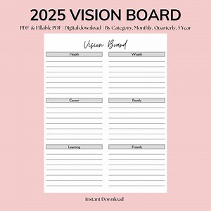 Modèle de tableau de visualisation | Tableau de vision numérique | Buts | Tableau visuel imprimable | 5 modèles | Format lettre - Etsy France