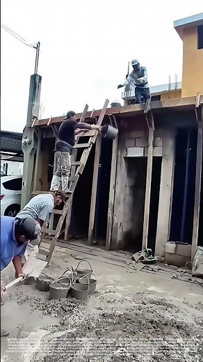 A Three-Story Relay: The Bucket Brigade for Concrete