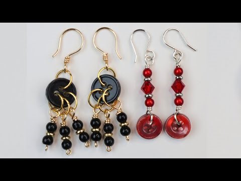 Dangling Beaded Button Earrings Tutorial