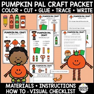 Pumpkin Pal Craft   Writing Packet - Color, Cut, Glue, Trace, Write - How To