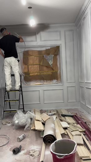 Colour used: Chelsea Gray Benjamin Moore @Benjamin Moore #fyp #foryoupage #diy #reno #paint #paintlife #viral #satisfying #inspo #tiktok #design #toronto #beforeandafter #spraypaint #painting