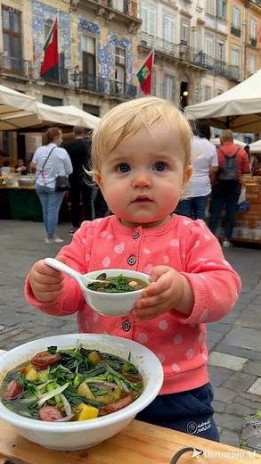 Baby's First Kale Soup! 🇵🇹 Portuguese Sopa de Couves #shorts