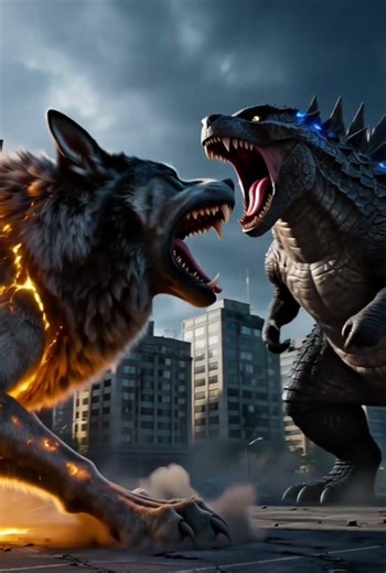 Big dog vs Godzilla #fighting #aishorts #animals #viralvideo