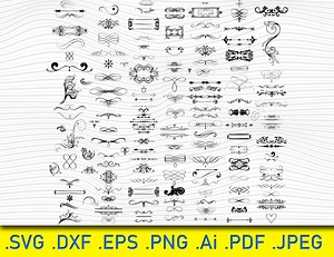 Decorative Flourish Ornament SVG: Border Divider Elements (digital Download) - Etsy