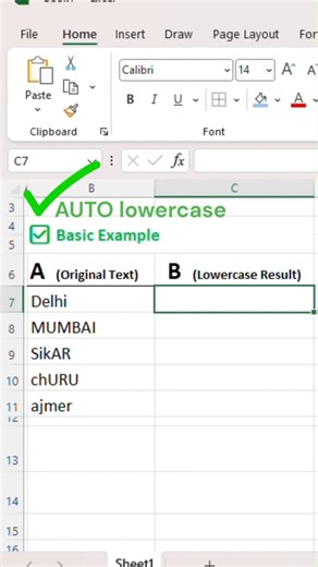 Excel LOWER Formula Convert CAPITAL to small letters in 5 Seconds Excel Trick #shorts