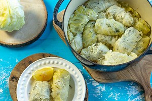 Greek Stuffed Cabbage Rolls (Vegetarian)