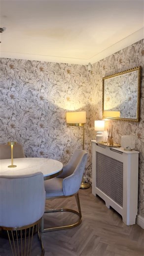 This one stops you mid scroll ✨ The Luca marble oval table with its rippled gold pillar legs paired with the Lanvin cream and gold chairs creates a dining space that feels bold, elegant and effortlessly striking. Last chance to shop with 10% off🤍 @man_about_gardening | Lush Interiors