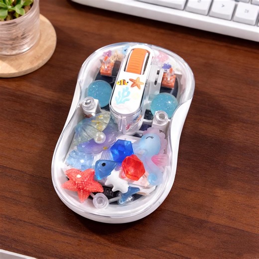 Transparent Wireless Mouse, Cute Ocean Mouse, Bluetooth Silent Click Mouse, Aesthetic Desk Accessory, Rechargeable Mouse - Etsy