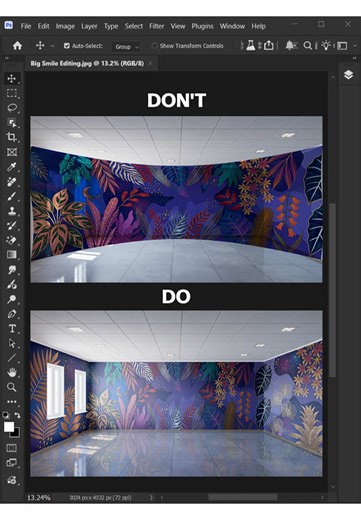 Easy Photoshop Tips: How to Add Wallpaper onto a Wall! #adobe #photoshop #tutorial #bigsmileediting