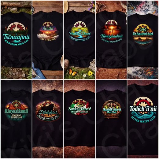Posting up some of the Navajo clan designs we currently have available 🖤🔥 (This is NOT all of them… we have MORE clan designs too!) ✨ KIKI’S CHAOS T-SHIRT BAR ✨ Pick a design we can put it on almost anything: T-Shirts • Hoodies • Stickers • Tumblers • Tote Bags • Keychains • Pop Sockets 🖤 ONLY AVAILABLE ON: Black T-Shirts Black Hoodies 🖤 BLACK T-SHIRT PRICES: Infants: $7 (limited) Toddlers: $10 (limited) Youth: $12 Adult XS–S: $17 Adult M–L: $20 Adult XL: $21 Adult 2X–3X: $23 🧥 BLACK HOODIE
