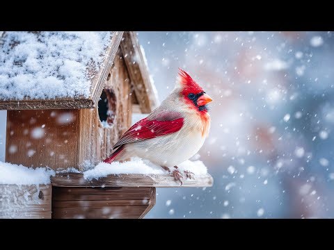 Snowy Bird Moments & Soft Piano ❄️Calm Snowy Scenes to Help You Sleep Deeply and Comfortably