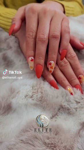 Embrace the Beauty of Fall with Autumn Leaves Nails at Elite Nail Spa 🍂🍁 Welcome the cozy season with a stunning Autumn Leaves Nail Design that captures the essence of fall at your fingertips. Let the vibrant hues of orange, red, and gold bring warmth and style to your look, perfect for sweater weather and pumpkin spice everything. Step into the season with nails that reflect nature's spectacular show. Book your appointment with Elite Nail Spa today and let your nails tell the captivating stor