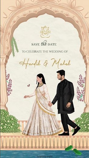 Wedding Invite I Best Digital Wedding Invitation | Caricature Design | Graphē Weddings