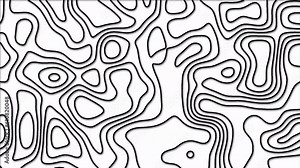 black color abstract pattern with animation of morphing line as topographic map