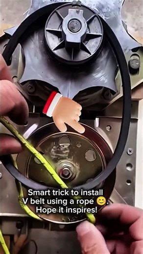 Install V Belt Easily with Rope Trick #VBeltInstallation #MechanicTips #DIYMechanic #AutomotiveHacks