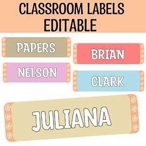 Classroom Labels, Student Name Plates, Drawer Labels, Editable Name Tags