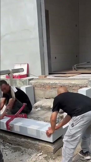 Installing prefabricated concrete stairs with precise lifting control#popular #construction #machine