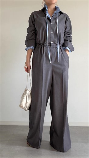 L'ECRIN on Instagram: "・ B17 / saxe blue JS02 / gray マニッシュなのに女性らしい 大人のレイヤードスタイル。"