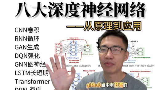 【已完结】深度学习该怎么学？AI大佬带你一口气刷完CNN、RNN、GAN、GNN、DQN、Transformer、LSTM、DBN八大深度神经网络，比刷剧还爽！