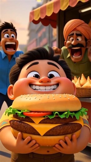 Crazy Street Food Cartoon Chaos | Chubby Boy Funny Food Adventure (3D Animation Shorts)