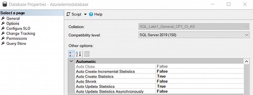 Auto Update SQL Server Statistics Asynchronous configuration for Azure SQL Database