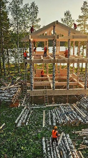 Building Wooden Log Houses Start to Finish Alone #cabin #timelapse #process