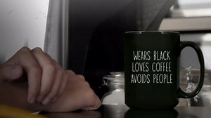 Bubble Hugs Coffee Lovers Coffee Mug - Wears Black Loves Coffee Avoids People - Coffee Lovers caffeine Lover Funny Sarcastic Cute Unique Introvert Quotes 15oz Black